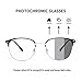 Blue Light Blocking Photochromic Computer Gaming Eyeglasses Men Women Glasses (Silver)