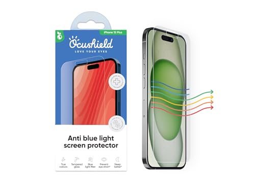 Image of Ocushield Anti Blue Light Tempered Glass Screen Protector for iPhone 15 Plus (6.7 inch) - Protect Your Eyes, Reduce Migraines & Improve Sleep