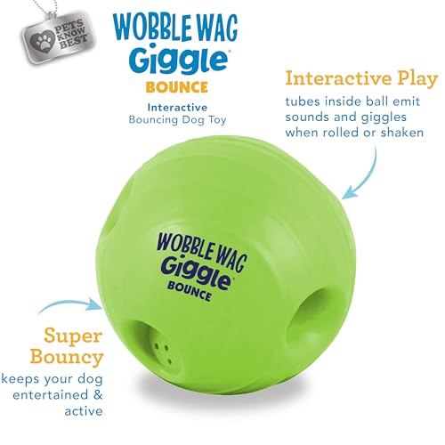 Image of Wobble Wag Giggle Bounce Interactive Dog Toy- Sound Making Bouncing Ball for Dogs Ages Indoor & Outdoor Play, Soft & Durable with Easy Grip Design- Pets Know Best