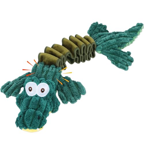 Drmstow Squeaky Dog Toys for Large Dogs, Cute Puppy Toys, Plush Stuffed Pet Dog Toys with Crinkle Paper, Interactive Tug of War Dog Toys to Keep Them Busy for Small Medium Big Dogs, Green