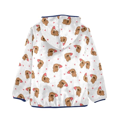 Cute Kawaii Dog Girls Fleece Jacket Girls Fall Jacket Girls Zip Up Hoodie Girls Sherpa Jacket 2-10T2