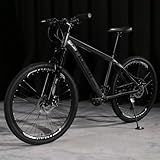 Deerou自転車 マウンテンバイク クロスバイク 24/26/27.5インチ 24/27/30段変速 MTB自転車 高炭素鋼/アルミ合金フレーム 超軽量 通勤 通学 中学生 高校生 学生 大人 成人 男の子 女の子初心者 ランキング 人気 誕生日 入学 (グレー＆ブラック [スチールフレームバージョン],24インチ30速)