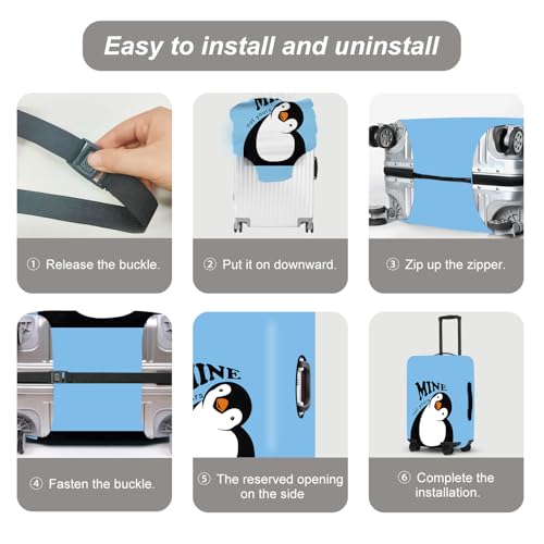 Image of Cute Penguin inchMine inch Luggage Cover Set, Cartoon Animal Print Waterproof Suitcase Protector, Travel Accessories