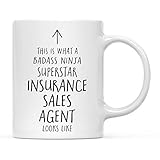 Jasiqow Funny Ceramic Coffee Tea Mug Gift, This is What a Badass Ninja Superstar Insurance Sales Agent Looks Like, Birthday Christmas Gift Retirement Ideas Coworker 11 Oz