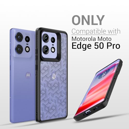 Image of KAPAVER Dazzle Series Back Cover Case for Motorola Edge 50 Pro (TPU+PC) (Stripe Cube-Black)