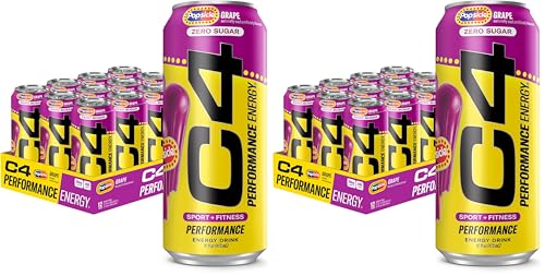 Image of Cellucor C4 Energy Drink x Grape Popsicle, Carbonated Sugar Free Pre Workout Performance Drink with no Artificial Colors or Dyes, 16 Oz (Pack of 24)