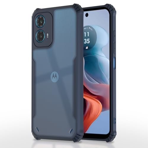 Image of Outlouders Back Cover for Motorola Moto G34 5G | Ultra Hybrid Transparent | Full Camera Protection | Raised Edge | Crystal Clear Bumper Case (Blue)