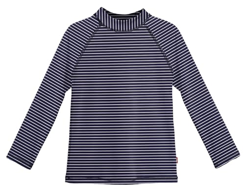 Image of Long Sleeve Rashguard for Girls | Marine Navy & White Stripes by City Threads