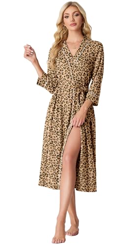 Image of PrinStory Womens Robe Long Knit Bathrobe Lightweight Soft Robes Ladies Bath Robe