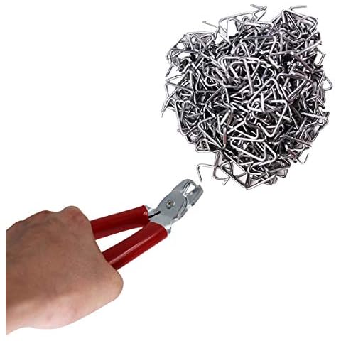 HARDK Hog Ring Pliers Set Angled, 500 pcs Galvanized Hog Rings Set- Professional Upholstery Installation Kit Cover