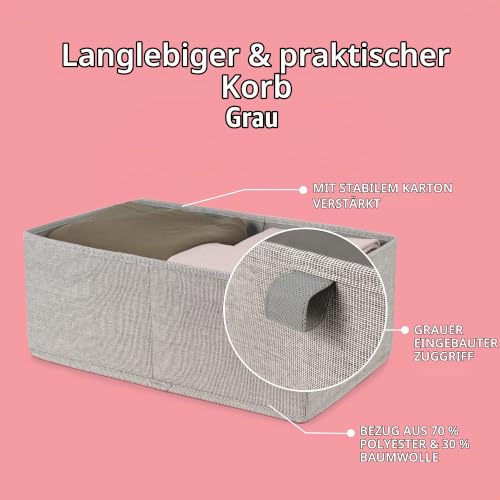 Compactor - Aufbewahrungsbox Größe M 42x26x16,5 cm - Grauer Oxford-Stoff mit Griffen - Faltbare Stoffbox für Kleidung, Wäsche… – Ansicht 4