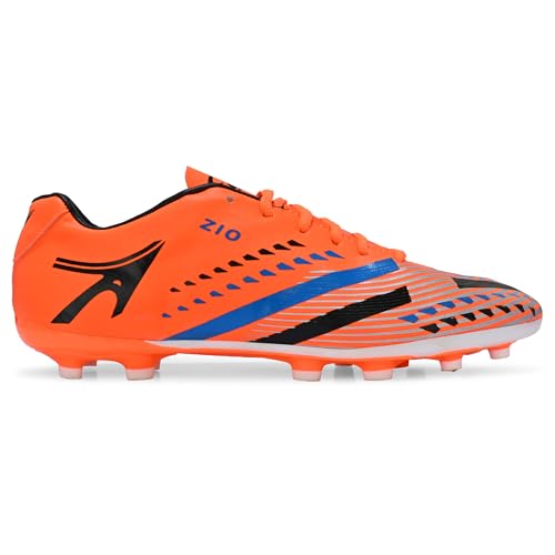 Image of PRO ASE SPORT Football Shoes with Rubber Studs - Ideal for Hard & Artificial Turf Surfaces | Orange, Black, Golden.