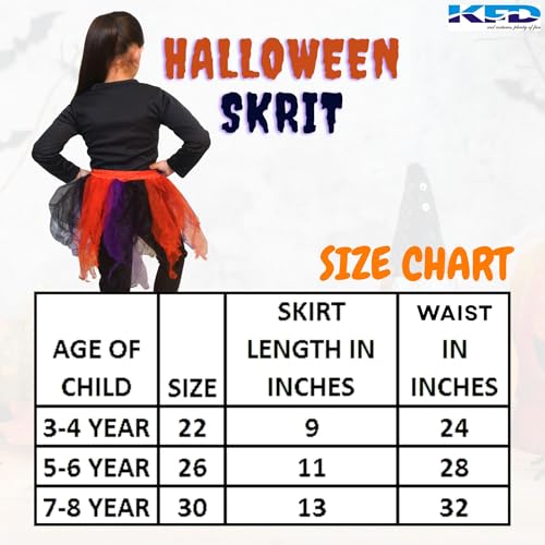 Image of Kaku Fancy Dresses Halloween Skirt for Girls | Halloween Dress for Girls | Halloween Costume for Kids | Horror Dress for Kids | Scary Cosplay Costume - 7-8 Years Multicolour