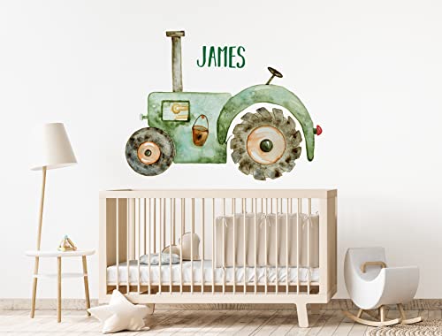 Vinilo decorativo tractor de granja en acuarela miniatura 2