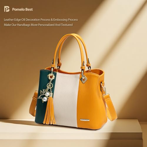 Image of Pomelo Best Purses and Handbags for Women with Multiple Pockets, Leather Top Handle Satchel Fashion Tote Shoulder Bags Ladies