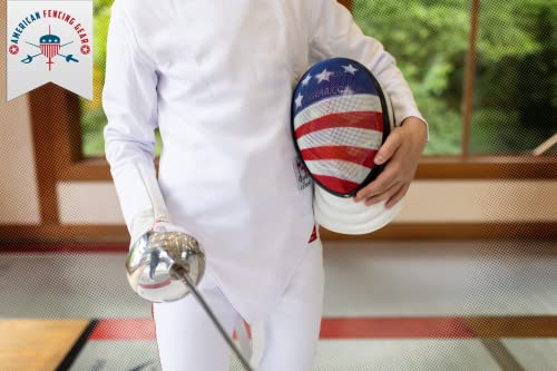 Epee Fencing Sport Mask - Ce350N Certified National Grade With Padded Bib - Anti-Glare Finish - Adjustable Strap - Usa Flag Pattern - X-Small #TOP1