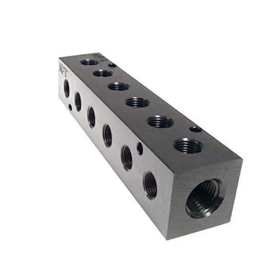 Pneumadyne M20-250-6-90W, Manifold, 90 Degree Ports, 6-Station, 1/4 NPT Input, 1/8 NPT Output, 1.5