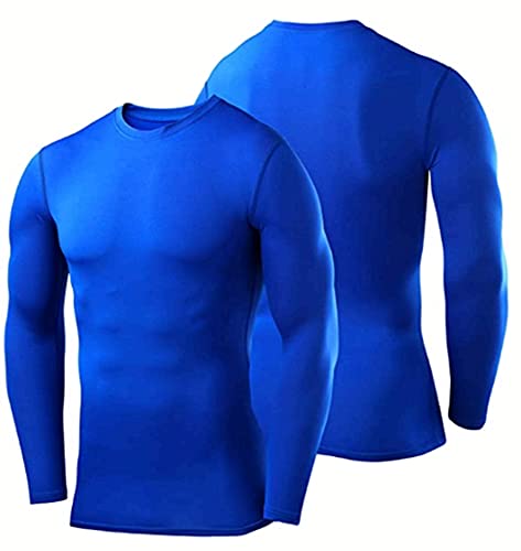 PROSTYLE SPORTS Compression Armour Baselayer Top Thermal Skins Shirt (Blue, XS)