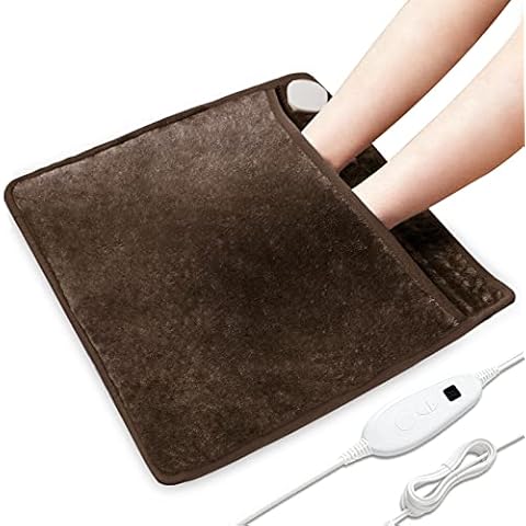 DAILYLIFE Heated Foot Warmers, 20"x24" Electric Heating Pad for Feet with 6 Heat Settings, Overheating Protection, 2 Hours Auto-Off, Machine Washable, Brown Cover