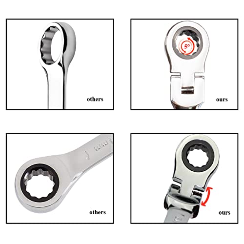 Tr Toolrock 7Pcs Flex-Head Ratcheting Wrench Set, Metric Ratcheting Combination Wrenches, Chrome Vanadium Steel, 72-Teeth Construction With Organizer Bag, 8 10 13 16 17 18 And 19Mm #TOP5
