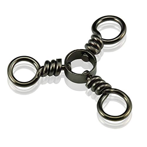 AMYSPORTS Fishing Connector Fish Swivels Tackle 3 Way Fishing Swivel Saltwater Freshwater Fishing Tackle Accessories Crossline Trolling Line Lure Connector 50 pcs 29lbs