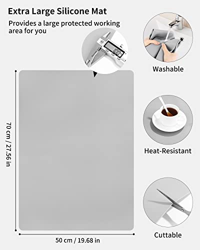 Xespis Silikonmatte Groß 70x50 cm, Silikonmatte für Epoxidharz, Bastelunterlage, Silikon Bastelmatte, Malunterlage für Kinder, Mehrzweck Antihafte rutschfeste Silikon Unterlage, Platzset, Tischmatte