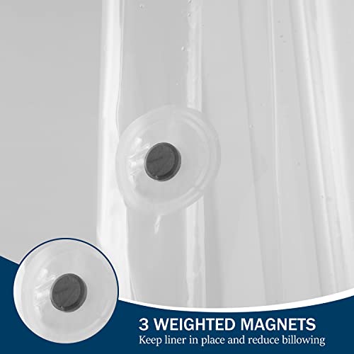 Downluxe Waterproof Clear Shower Curtain Liner - Peva Lightweight Plastic Shower Liner With 3 Magnets, Shower Curtains For Bathroom, 72" X 72", Clear #TOP2