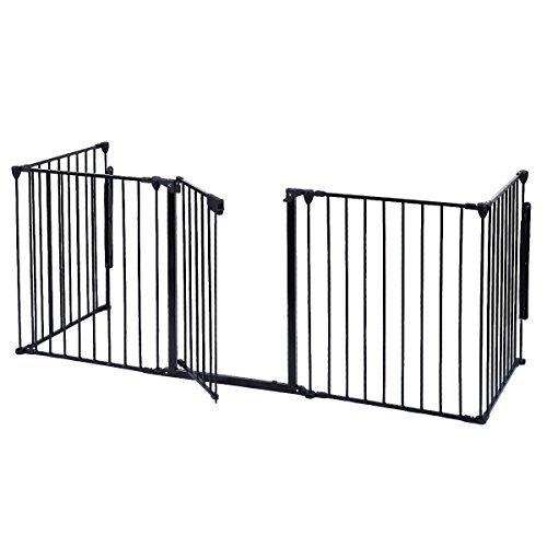 Costzon Baby Safety Gate, 120 Inch Length 5 Panel Adjustable Wide Fireplace Fence