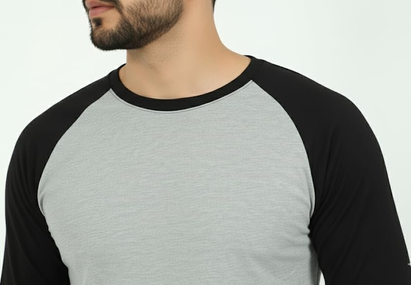Image of Raglan Fullsleeve Tshirt Single Jersey Knit | 180 GSM 100% Ring Spun Super Combed Cotton Only Heather Colors are 88% Cotton 12% Polyester Bio Washed