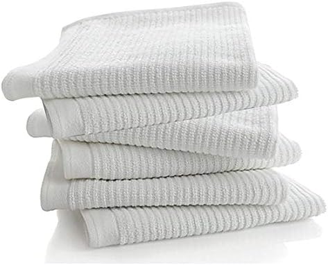 Bar Mop Kitchen Bathroom Cleaning Towels, Set of 6, Size 16” x 19”, First Quality, 100% Cotton, Brilliant White Color, Machine Washable