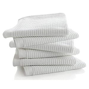Dwelling Fashions Bar Towels and Dish Material Set – Premium Ring-Spun Cotton White Kitchen Bar Towels, Restaurant Cleansing Towels, Store Towels and Rags – Bulk Bar Mop Set