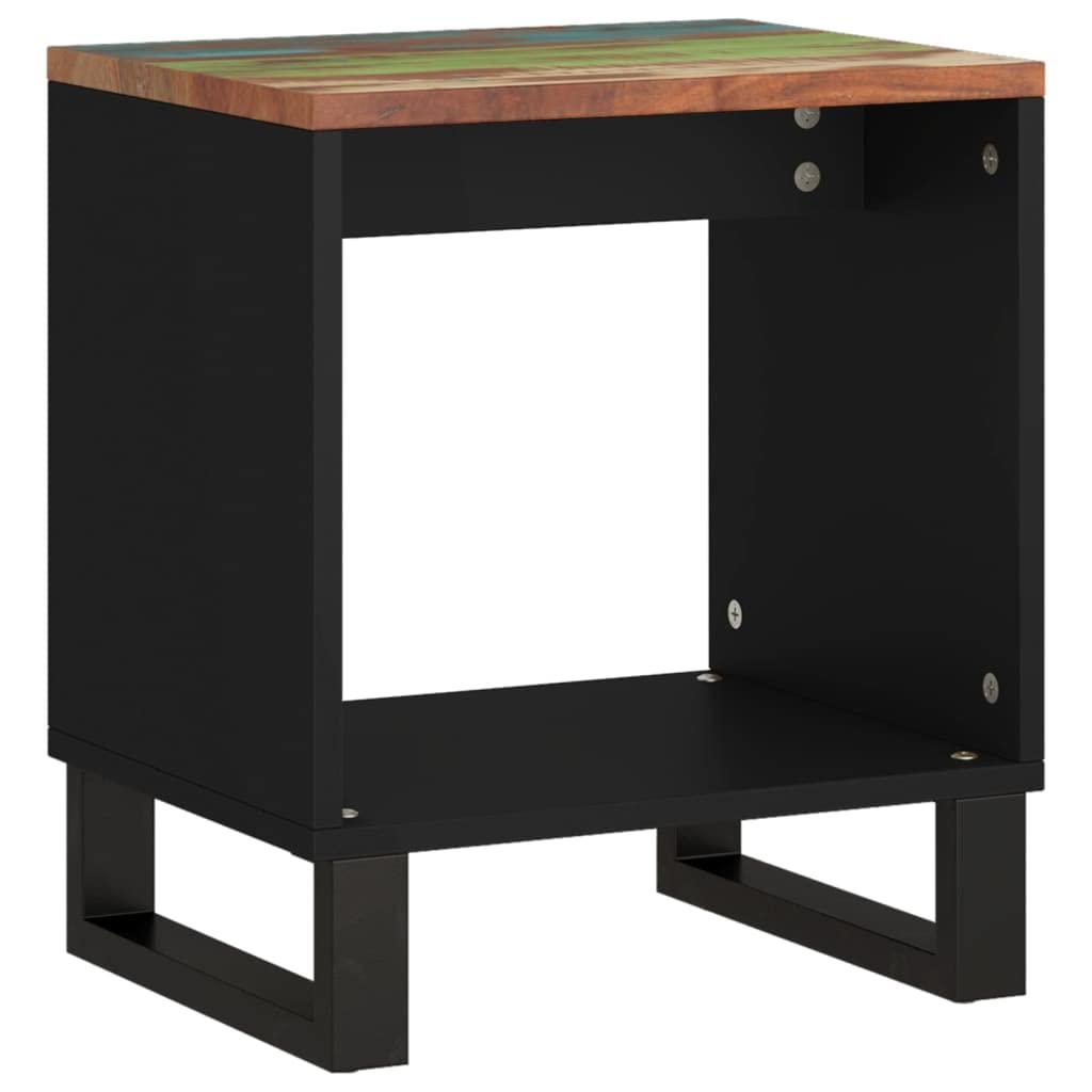 Tavolino da salotto in legno anticato massiccio, 40 x 31 x 46 cm, metallo