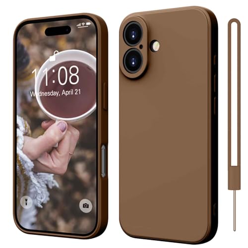 ORDA for iPhone 16 Case Silicone Camera Protection Ultra Slim Case Soft Gel 16 Cover Rubber Lightweight Anti-Scratch Phone Case Compatible for iPhone 16 6.1 Inch Brown