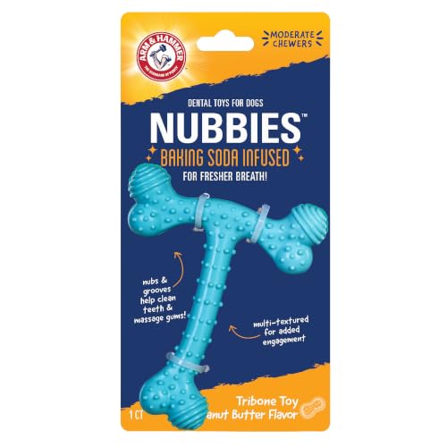 Arm-Hammer-Nubbies-T-Bone-Dental-Dog-Chew-Toy-Peanut-Butter-Flavor-Durable-nylon-and-TPR-nubs-clean-teeth-and-gums-built-for-aggressive-chewers Arm & Hammer Nubbies T-Bone Dental Dog Chew Toy, Peanut Butter Flavor | Durable nylon and TPR nubs clean teeth and gums, built for aggressive chewers - Image 1
