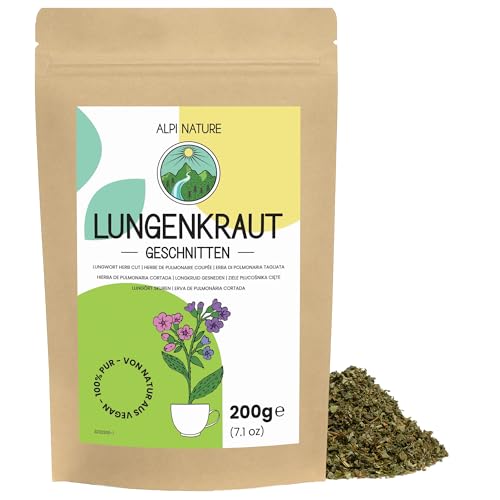 Alpi Nature Pulmonaria Infusión 200g, Hierba de Pulmonaria Seca y Cortada para Preparar Té