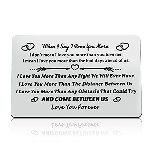 Engraved Wallet Insert Card for Boyfriend Husband Fiance I Love You Gifts for Him Wedding Anniversary Chrsitmas Birthday Gifts Valentines Day Gifts for Men