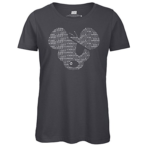 Image of Danger Mouse® Word Up Typography Ladies T-Shirt (Dark Grey, Medium)