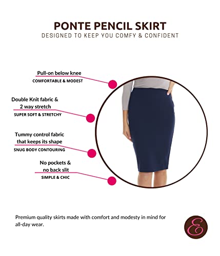 Esteez Womens Pencil Skirt - Knee Length Pencil Skirts For Women Summer - Womens Navy Pencil Skirt - Bodycon Midi Pencil Skirt - Women Skirts Knee Length - Houston (Ex802139 Navy 2) #TOP2