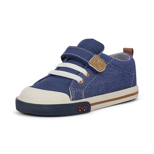 See Kai Run Stevie II Sneakers - Casual Play Shoes for Everyday Wear, Navy Denim, Toddler 7