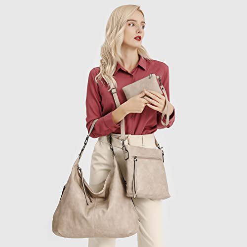 Image of Hobo Bags for Women Soft PU Leather Slouchy Bag Shoulder Purse with Zipper