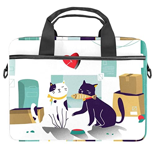 Sacoche bandoulière pc portable 13 pouces motif félin coloré et joyeux