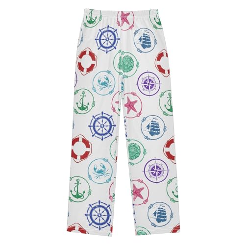 Anchor Sea Ship Boys Long Pants Soft Trousers Elastic Waist Kids Lounge Bottoms with Pockets S-XL