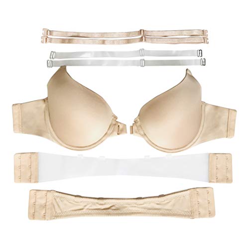 Fashion First Aid Fitesse: The Most Versatile Adjustable Convertible Bra 40B Beige w/Clear Straps & Back