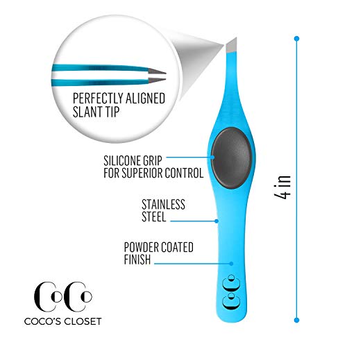 Hair Removal Tweezers For Men Women - Cocos Precision Tweezers - Sharp, Slanted Tips For Eyebrow Plucking, Ingrown Hairs, Facial Hair, Stainless Steel #TOP1