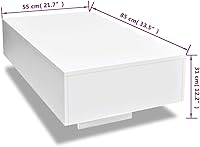 Vista 5 de Mesa auxiliar rectangular de alto brillo para sala de estar, mesa de centro moderna para sala de estar, muebles de sala de estar, mesa de área