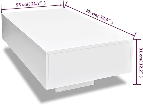 Miniatura 2 de Mesa auxiliar de alto brillo, mesa de café de cóctel con diseño simple para sala de estar, hotel, sofá seccional, oficina, 33.5 x 21.6 x 12.2