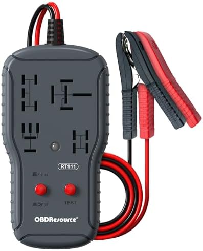 OBDResource 12V/24V Automotive Relay Tester for 4 & 5 Pin Relays - Handheld Car Diagnostic Tool with Battery Clips, DIY Car Relay Tester Kit