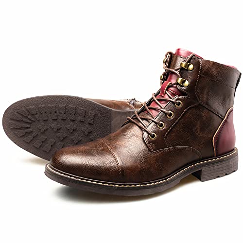 Men Oxford Boots,Casual Mid-Top Dress Boot for Men,Ankle Men Boots Lace-Up Side Zipper2