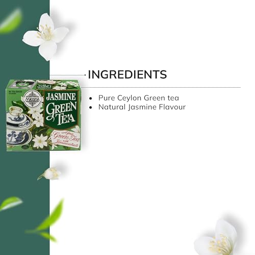 Image of Mlesna Jasmine Green Tea 100g | 50 Foil-Wrapped Tea Bags | Pure Ceylon Green Tea | Rich in Antioxidant | Imported from Sri Lanka