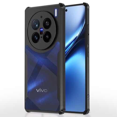 Image of Pikkme Crystal Clear Transparent Back Cover | Ultra Hyrbid | Full Camera Protection | Raised Edge | Bumper Case for Vivo X200 Pro 5G (Black)
